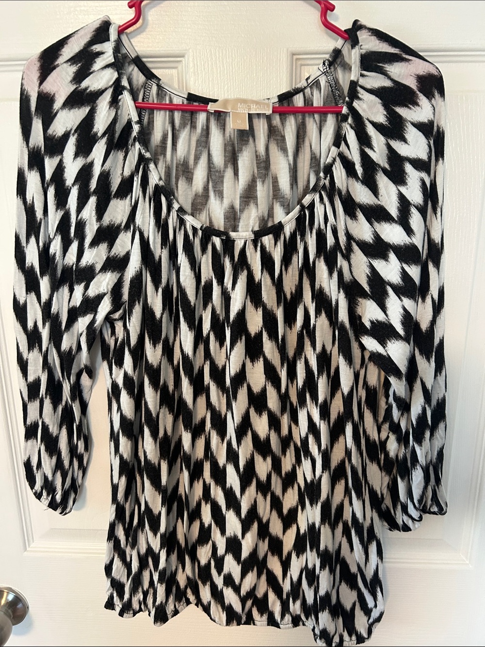 Michael Kors Black & White Geometric Scoop-Neck Tunic